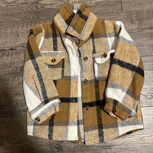SHEIN Kids Plaid Jacket - Brown and White